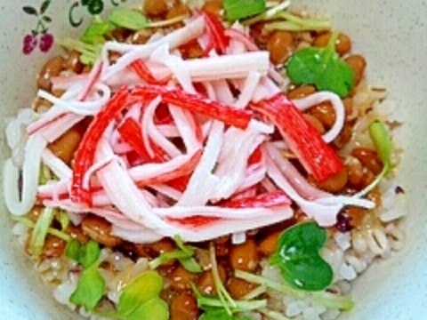 納豆の食べ方-カニ玉ミルク♪